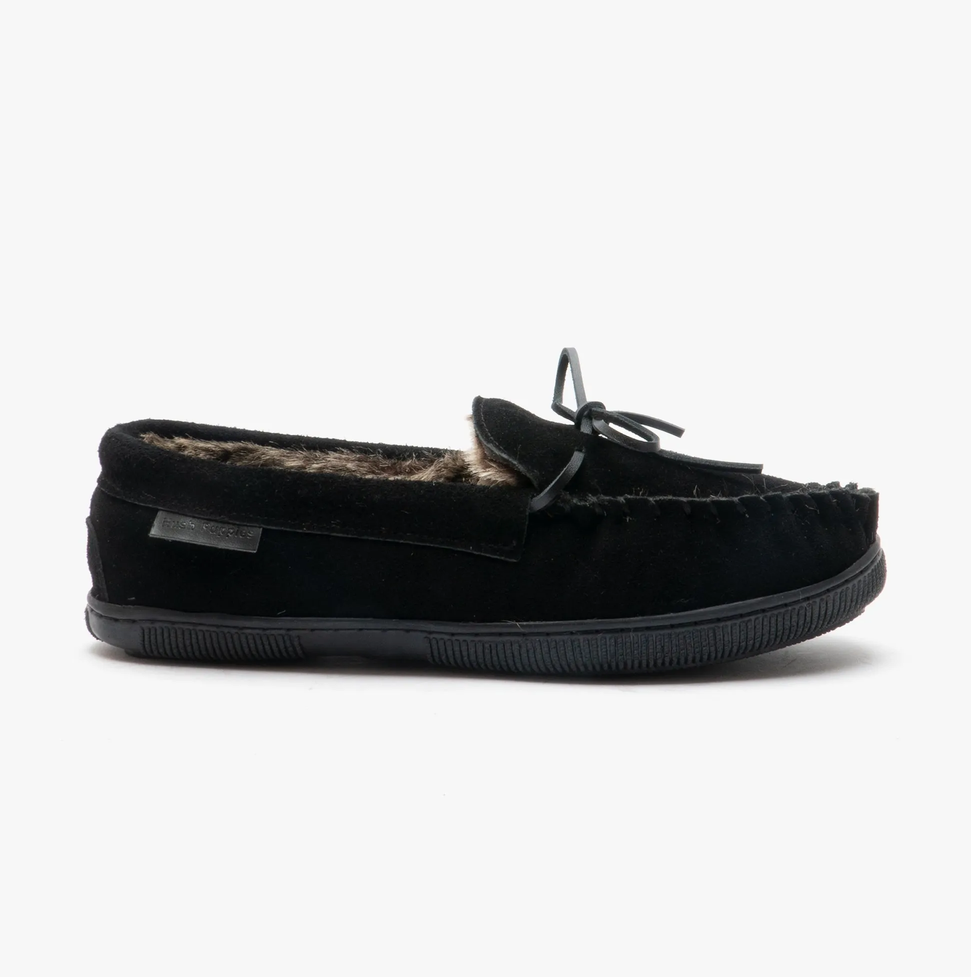 Hush Puppies ACE Mens Suede Moccasin Slippers Black sold by House of Slippers