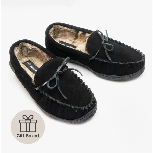 Hush Puppies ACE Mens Suede Moccasin Slippers Black sold by House of Slippers product image thumbnail 2