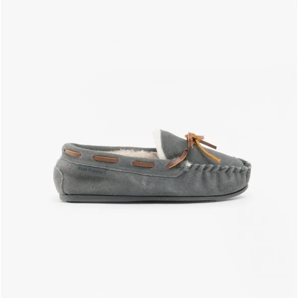 Hush Puppies ADDISON Kids Suede Moccasin Slippers Grey sold by House of Slippers product image thumbnail 2