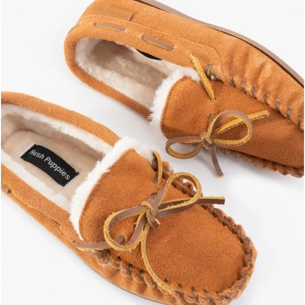 Hush Puppies ADDISON Kids Suede Moccasin Slippers Tan sold by House of Slippers product image thumbnail 2