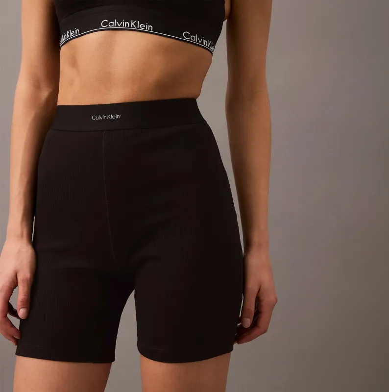 Calvin Klein COTTON STRETCH RIB Womens Lounge Shorts Black sold by House of Slippers
