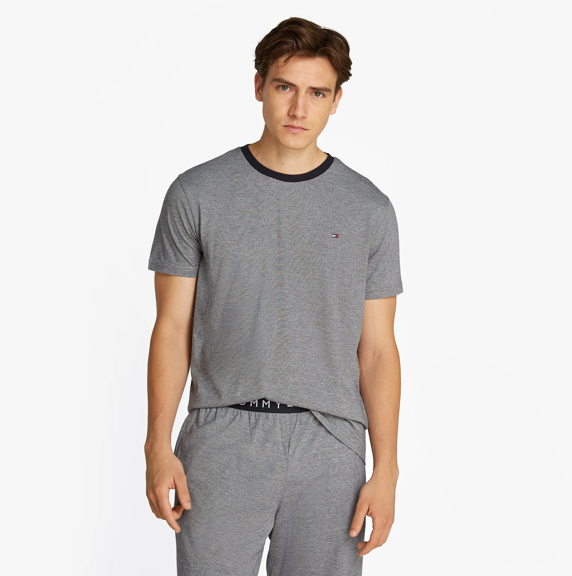 Tommy Hilfiger TH ORIGINAL Mens Jersey Pyjama Set Mini Stripes Blue sold by House of Slippers product image thumbnail 4