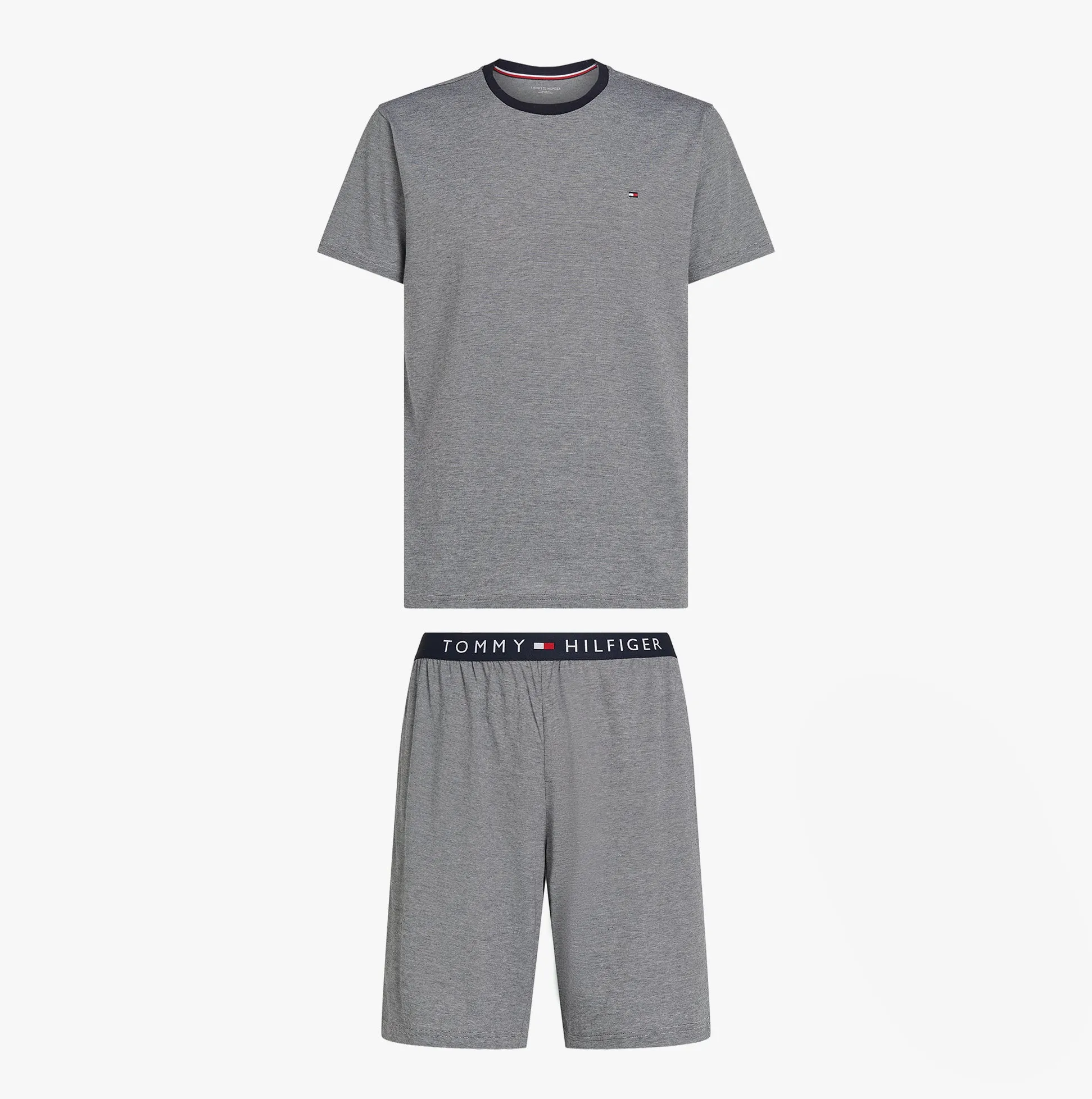 Tommy Hilfiger TH ORIGINAL Mens Jersey Pyjama Set Mini Stripes Blue sold by House of Slippers