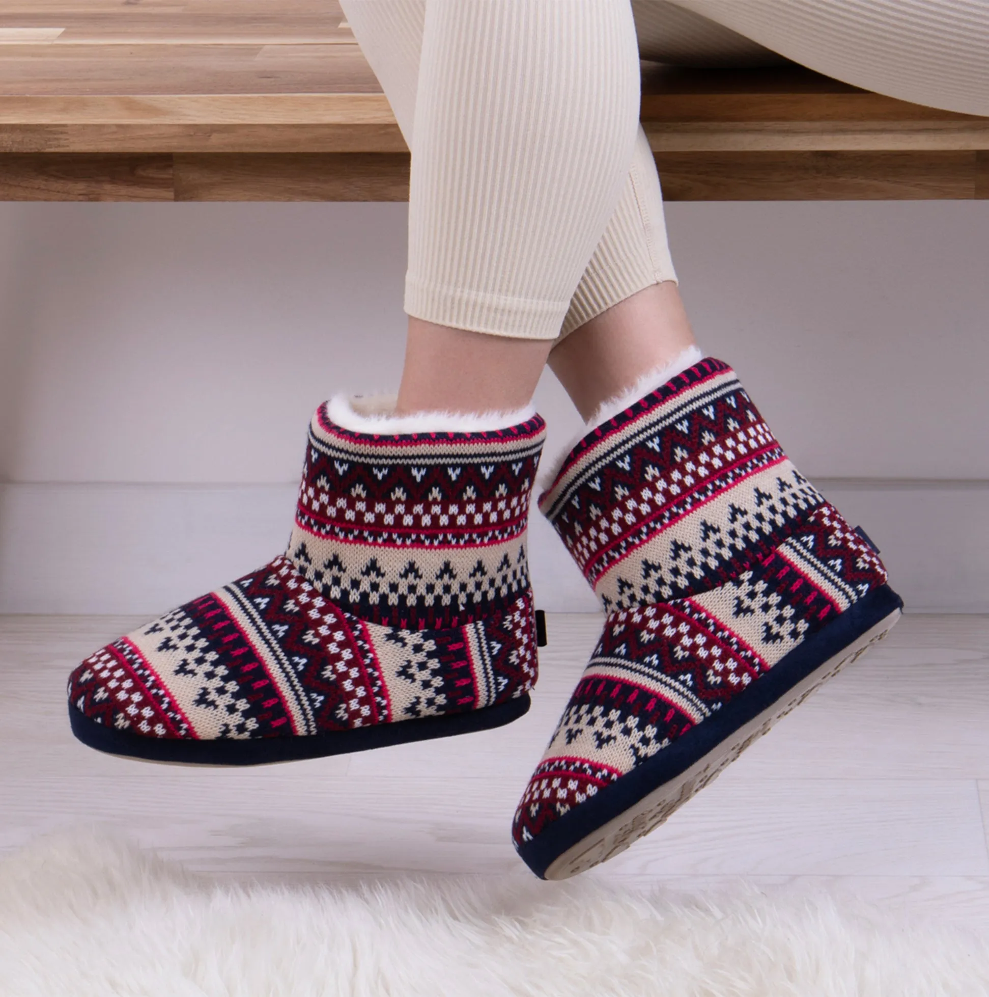 Totes Toasties FAIR ISLE KNIT Womens Boot Slippers Fair Isle sold by House of Slippers product image thumbnail 5