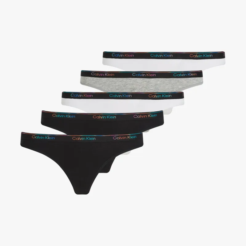 Calvin Klein ICON LOGO 5 Pack Womens Thongs Multicoloured sold by House of Slippers