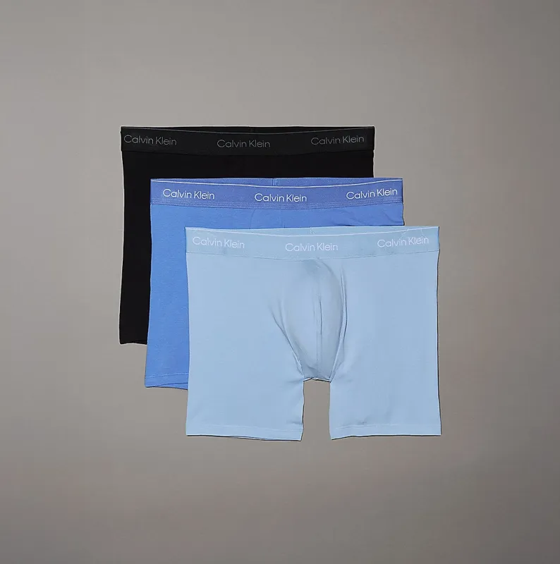 Calvin Klein ICON COTTON STRETCH 3 Pack Mens Boxer Briefs Black/Glacier/Blue sold by House of Slippers