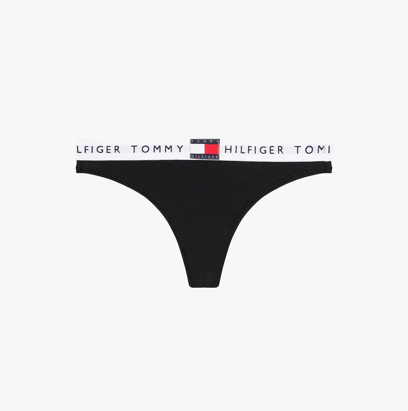 Tommy Hilfiger HERITAGE WAISTBAND Womens Logo Thong Black sold by House of Slippers