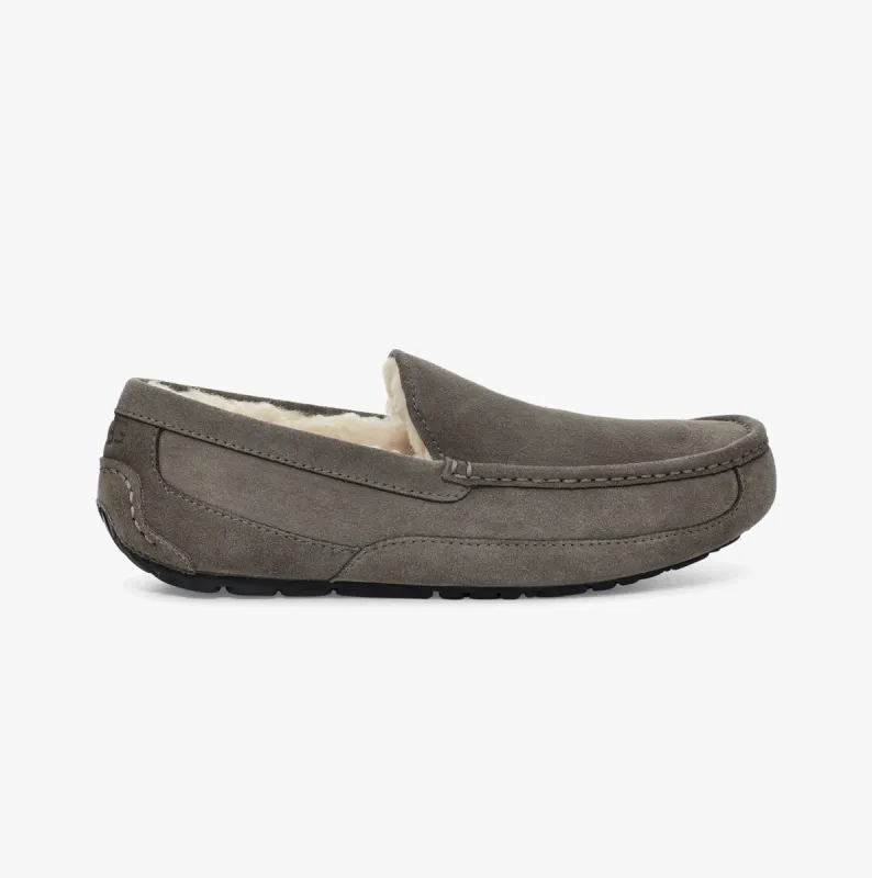 ASCOT Mens Moccasin Suede Slippers Grey sold by House of Slippers