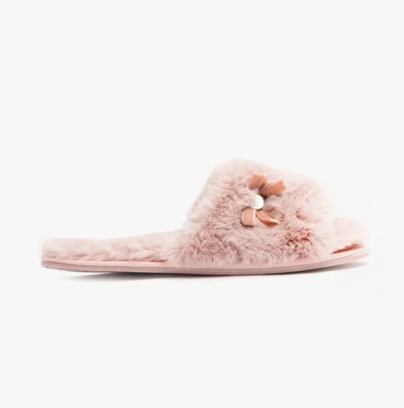 Bedroom Athletics RUBY Womens Faux Fur Slide Slippers Aquarelle sold by House of Slippers