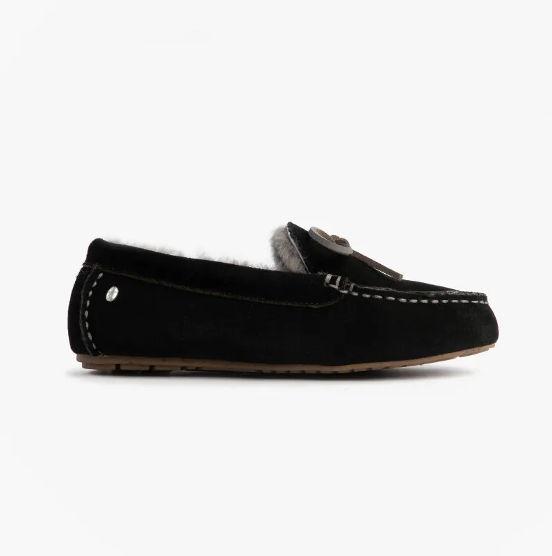 EMU Australia SANDRINE Womens Moccasin Slippers Black sold by House of Slippers