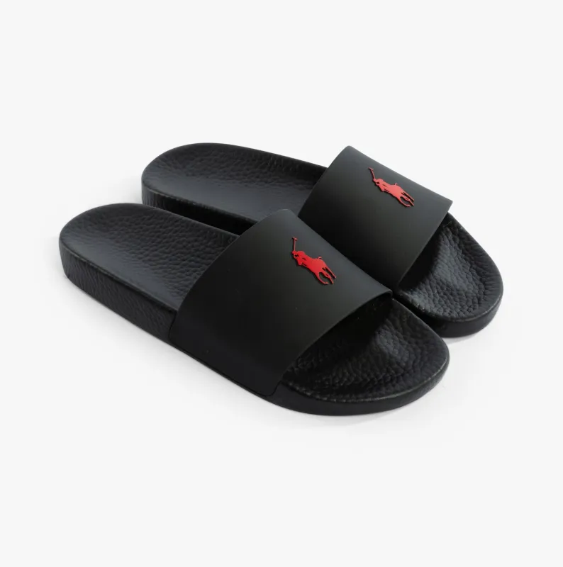 Polo Ralph Lauren POLO SLIDE Mens Sliders Black/Red sold by House of Slippers