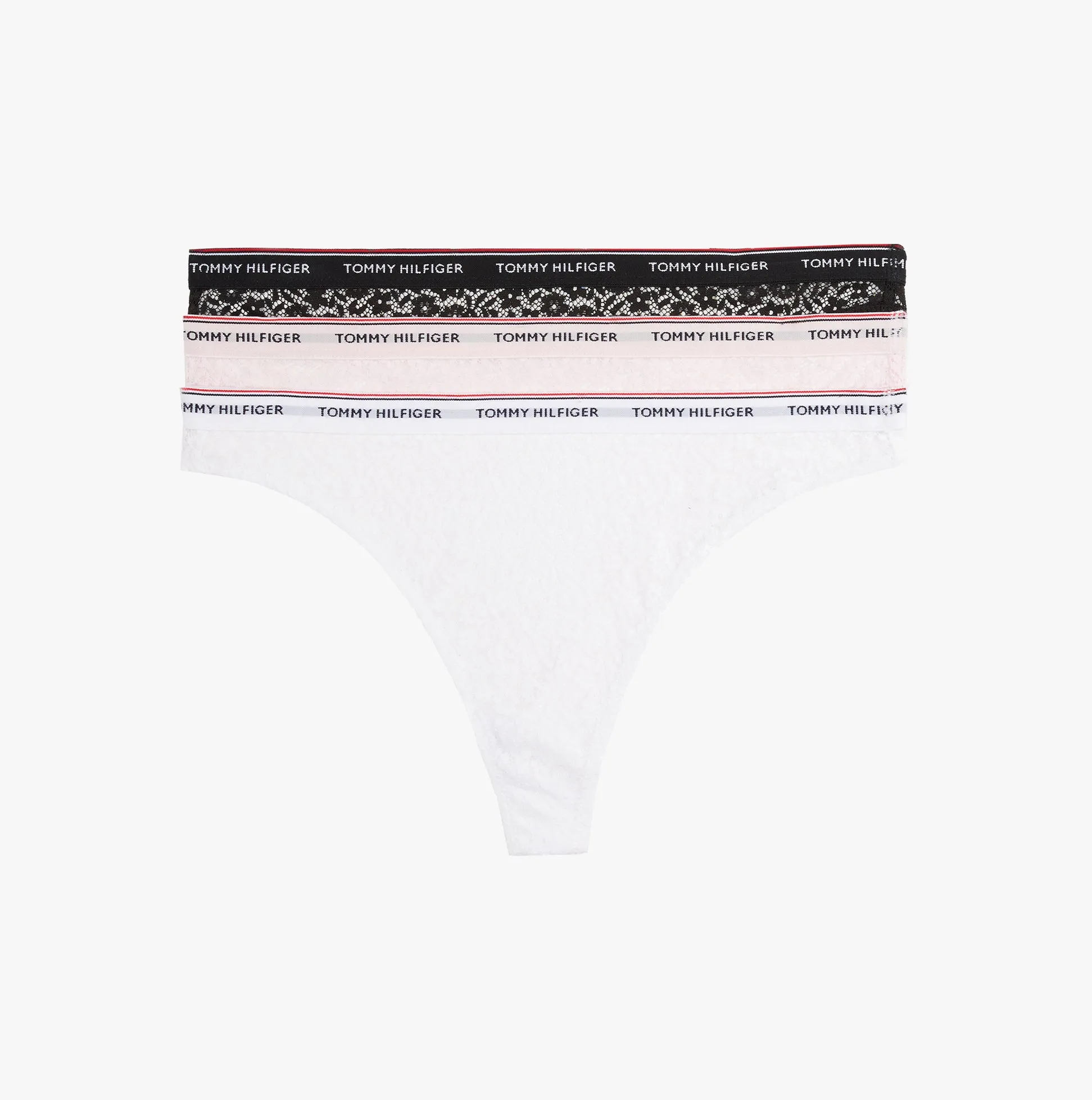 Tommy Hilfiger Womens 3 Pack Thong Lace Multicoloured sold by House of Slippers