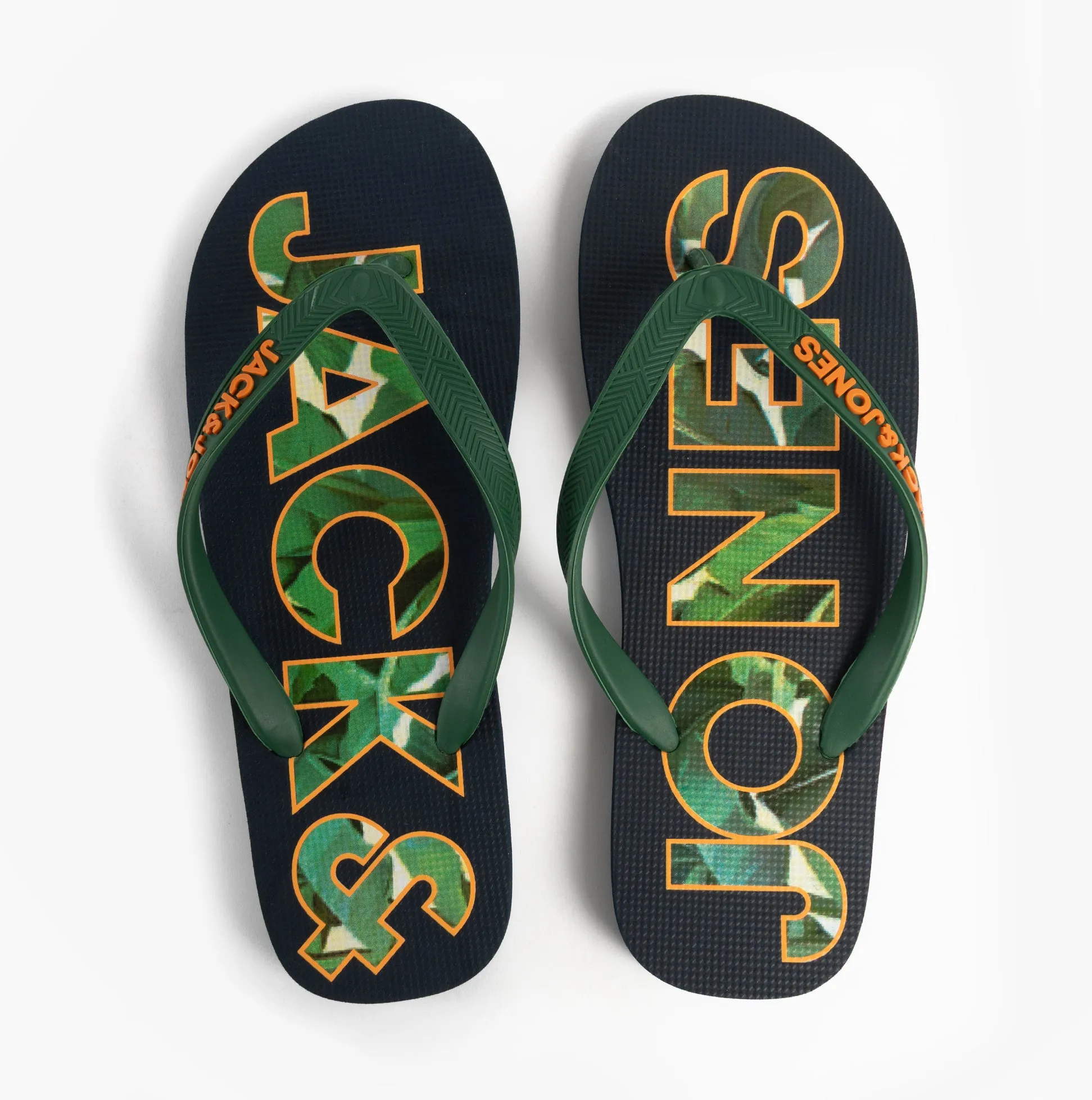 Jack & Jones LOGO PALM PRINT Mens Flip-Flops Navy Blazer sold by House of Slippers