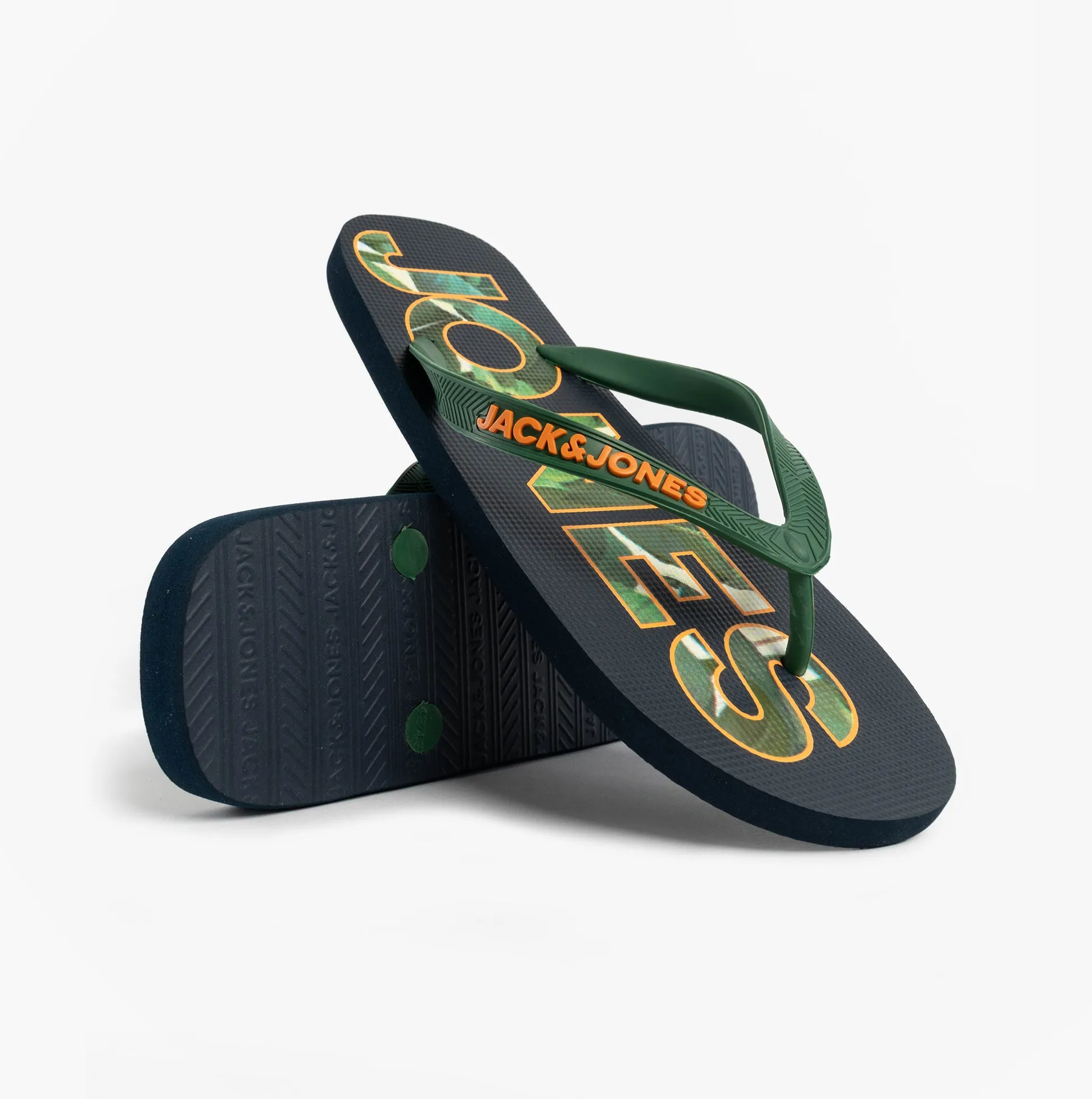 Jack & Jones LOGO PALM PRINT Mens Flip-Flops Navy Blazer sold by House of Slippers product image thumbnail 2