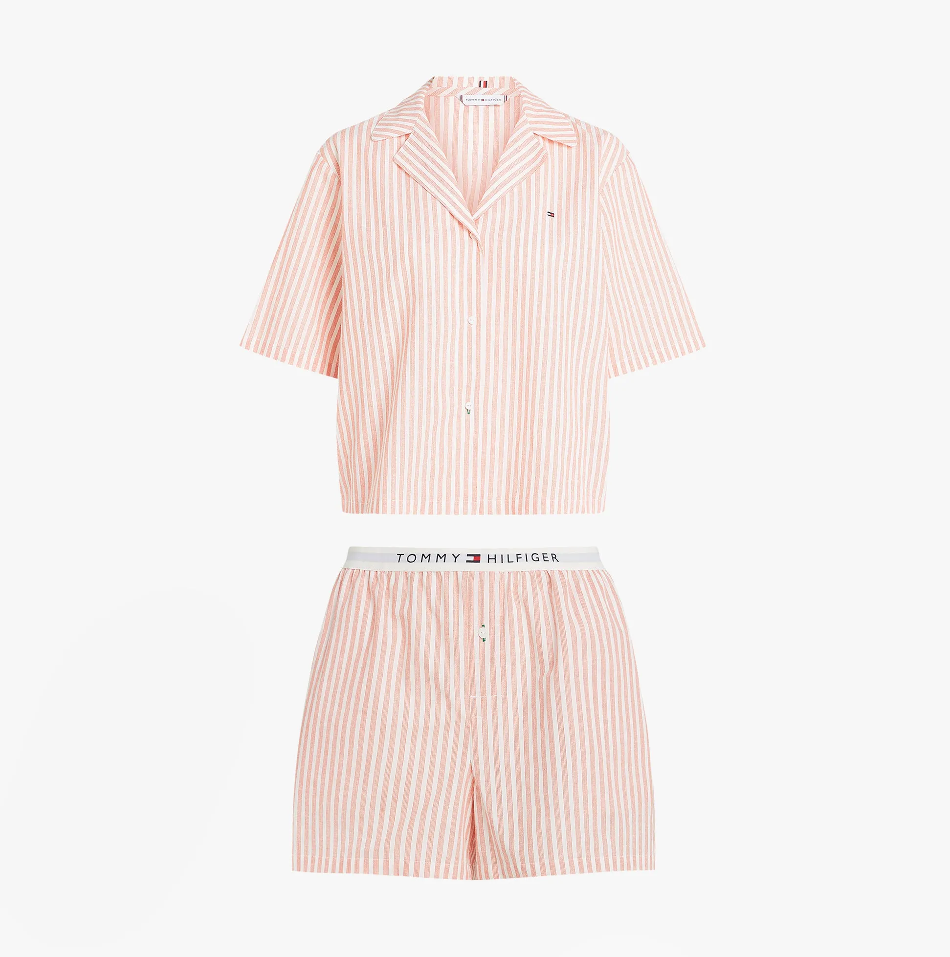 Tommy Hilfiger LINEN Relaxed Pyjama Set Womens Multicoloured sold by House of Slippers