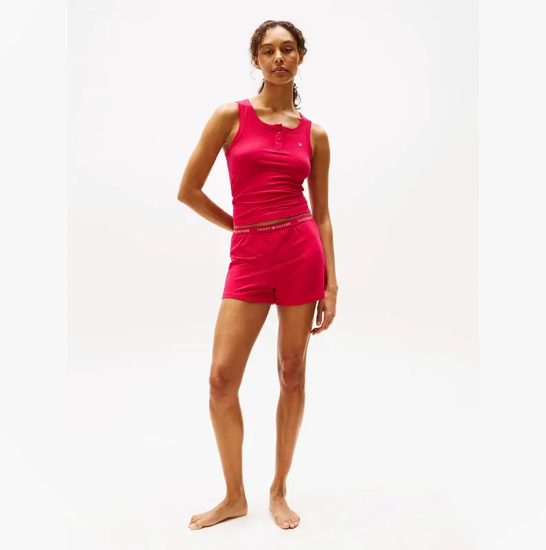 Tommy Hilfiger LOGO Womens Racerback Pyjama Set Vivacious Pink sold by House of Slippers