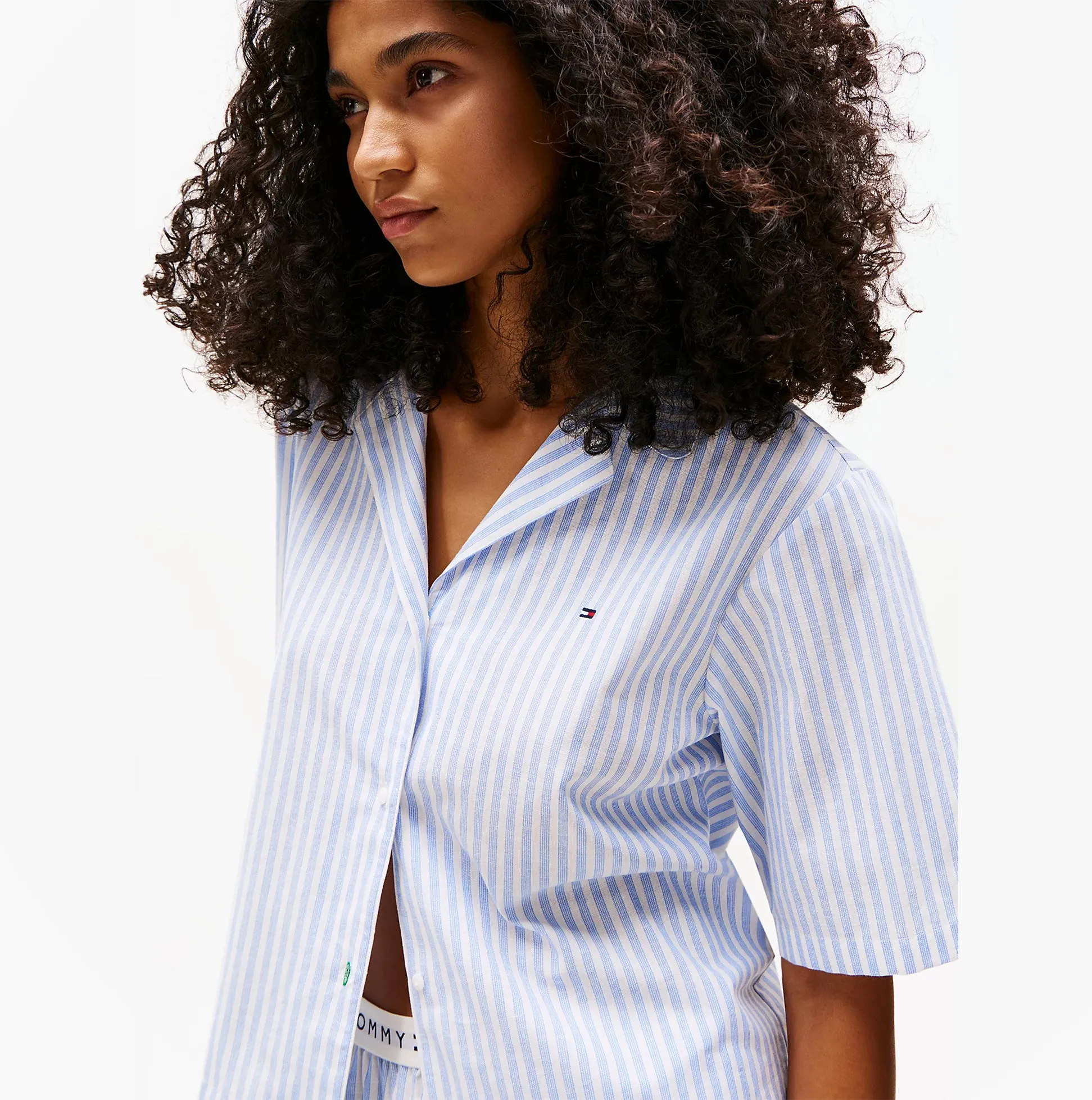 Tommy Hilfiger LINEN Relaxed Pyjama Set Womens Multi Stripes Blue Spell sold by House of Slippers product image thumbnail 5