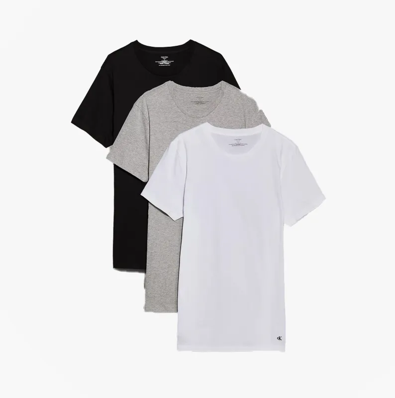Calvin Klein 100% COTTON 3 Pack Mens T-Shirts Black/Grey Heather/White sold by House of Slippers