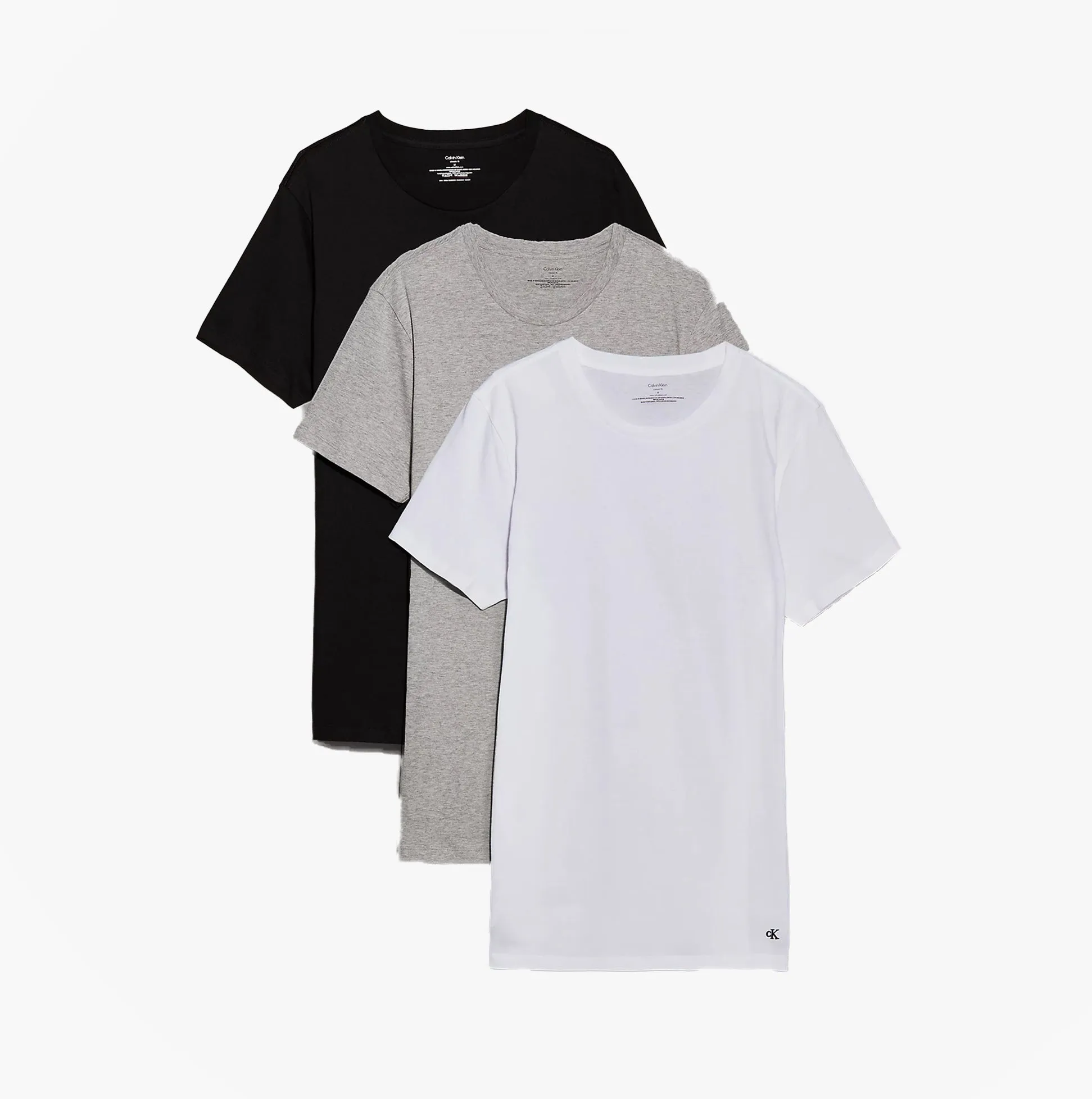 Calvin Klein 100% COTTON 3 Pack Mens T-Shirts Black/Grey Heather/White sold by House of Slippers