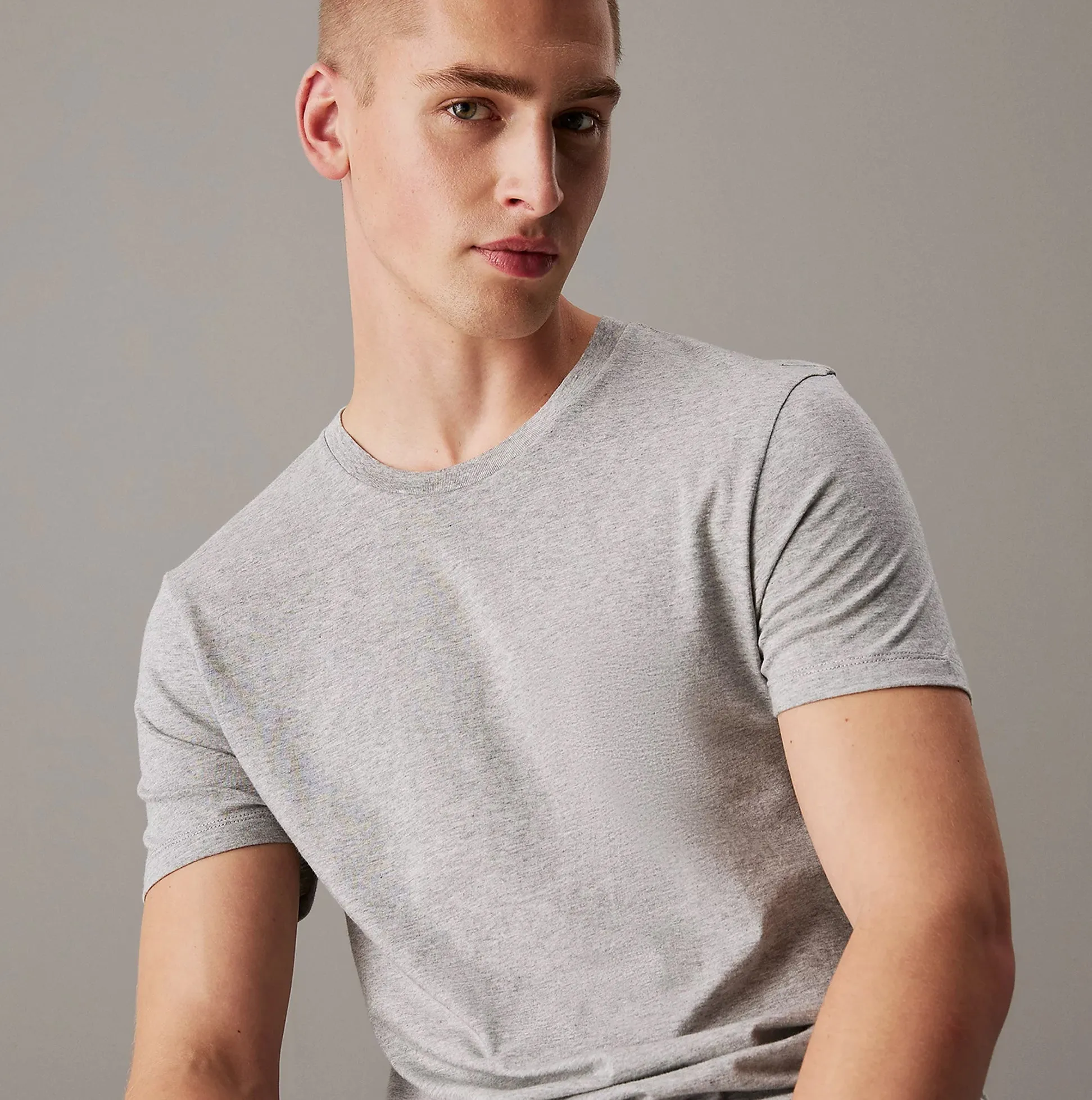 Calvin Klein 100% COTTON 3 Pack Mens T-Shirts Black/Grey Heather/White sold by House of Slippers product image thumbnail 5