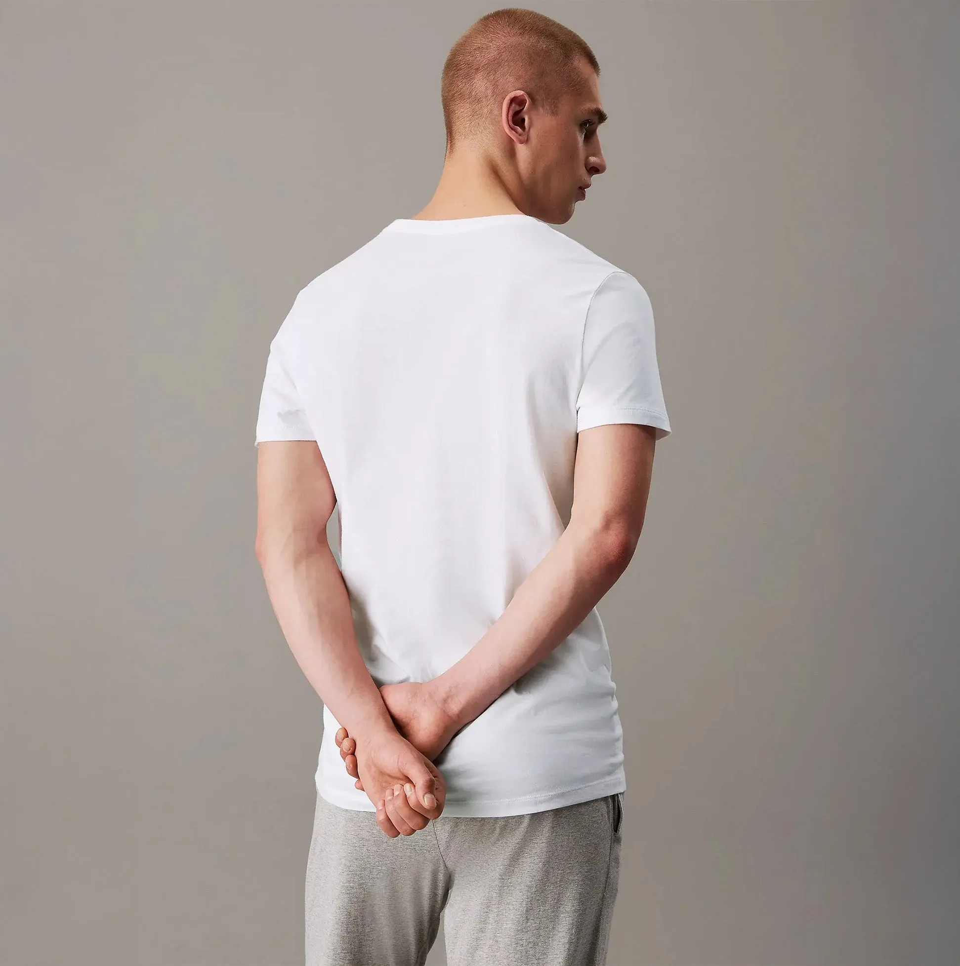 Calvin Klein 100% COTTON 3 Pack Mens T-Shirts White sold by House of Slippers product image thumbnail 4