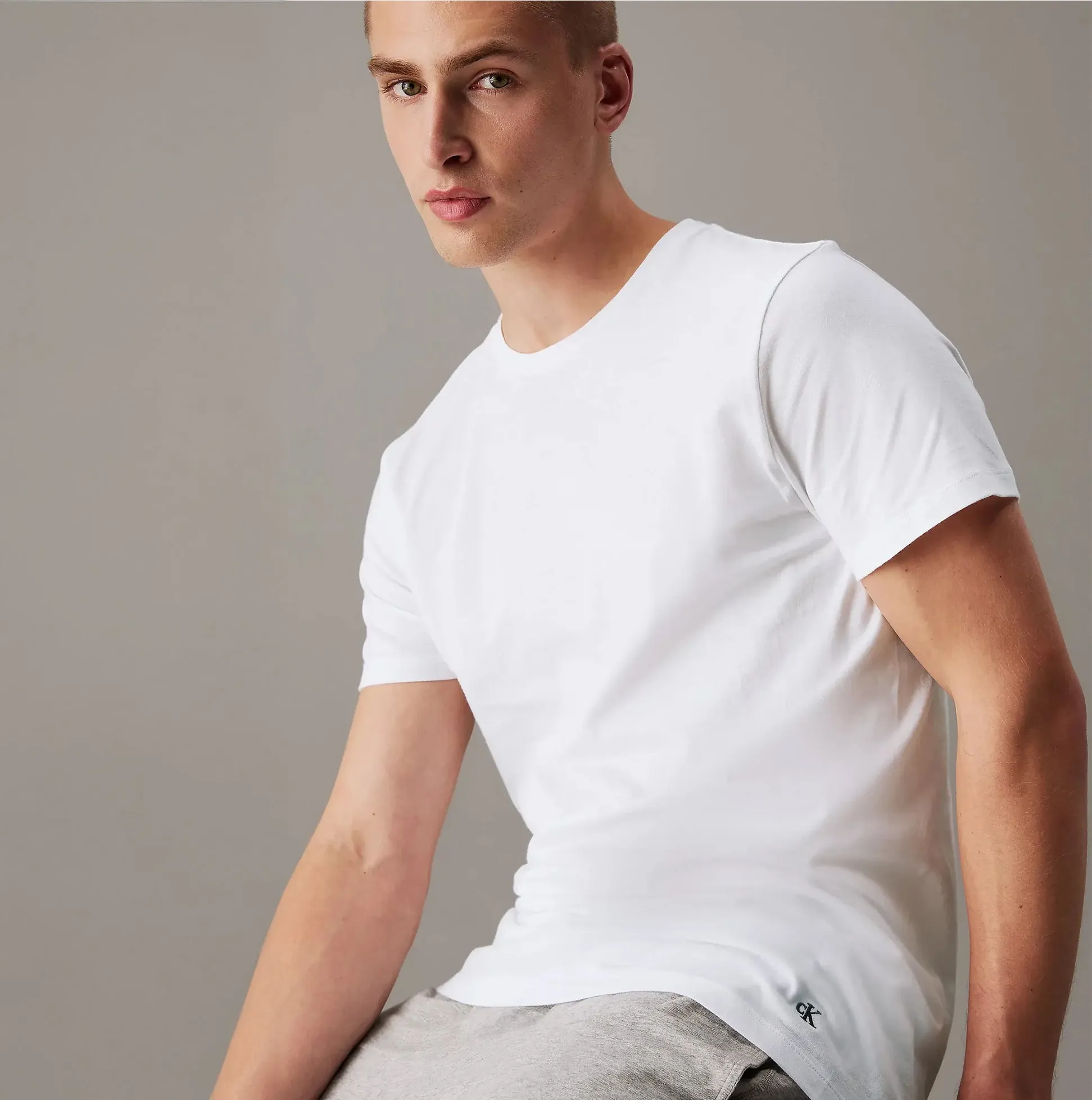 Calvin Klein 100% COTTON 3 Pack Mens T-Shirts White sold by House of Slippers product image thumbnail 3