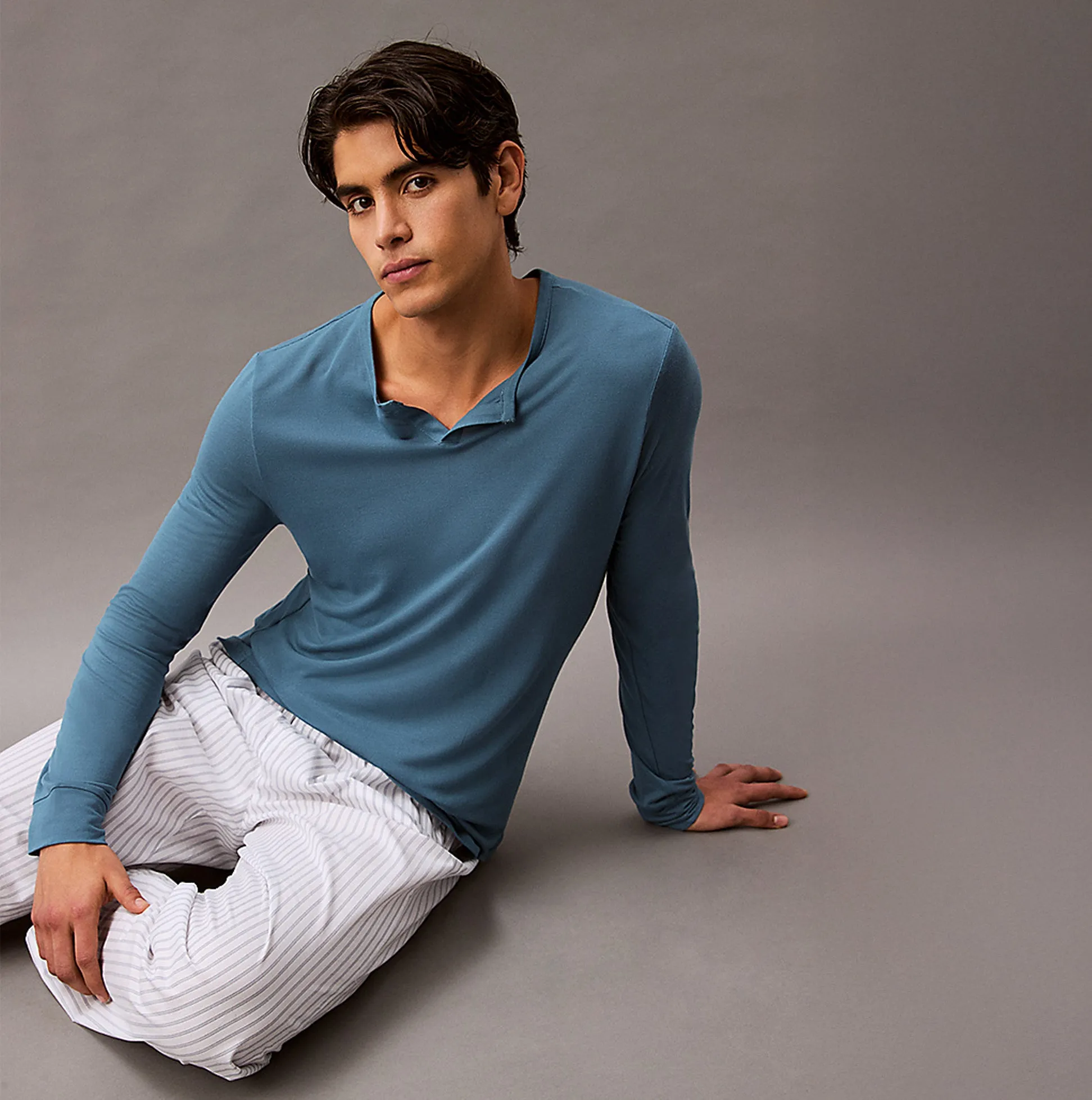 Calvin Klein ULTRA SOFT MODAL Mens Pyjama Top Deck Gray sold by House of Slippers product image thumbnail 2