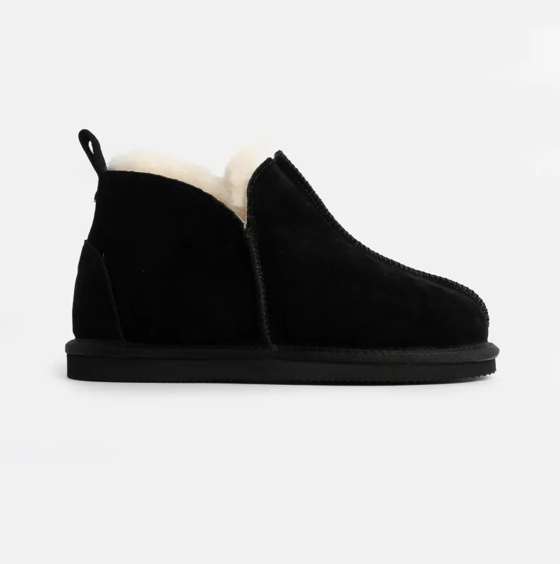 HOS Sheepskin TIA Womens Slipper Boots Black made by House of Slippers