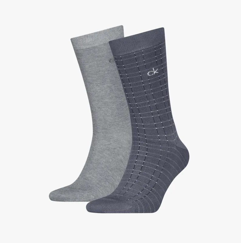 Calvin Klein 2 Pack Grid Mens Socks Dark Grey sold by House of Slippers