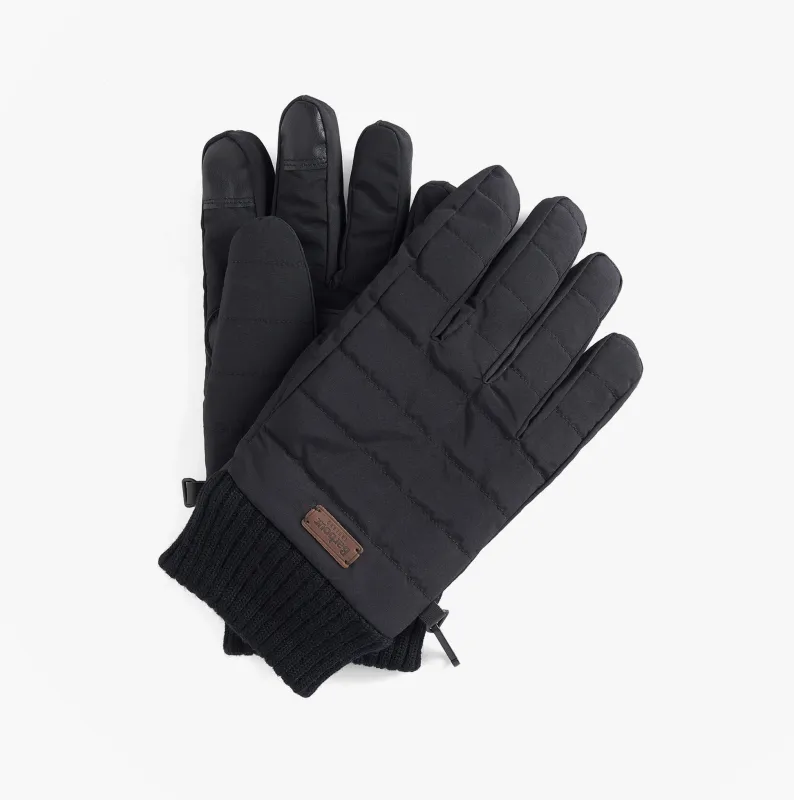 Barbour BANFF QUILTED Mens Gloves Black sold by House of Slippers
