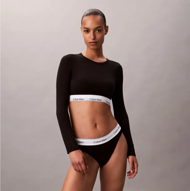 Calvin Klein Icon Cotton Modal Womens Long Sleeve T-shirt Bralette Black sold by House of Slippers