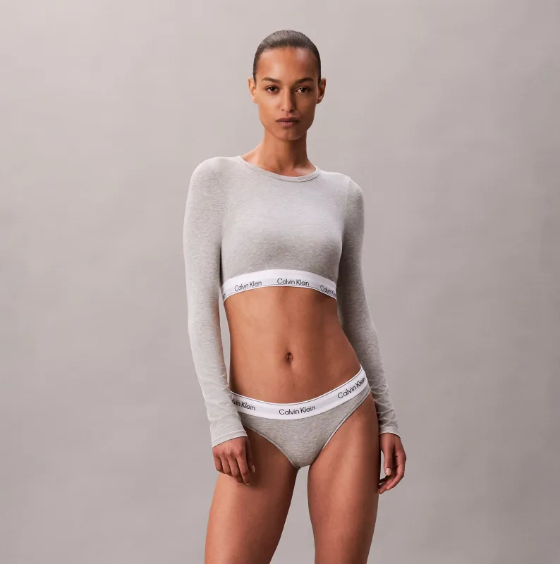 Calvin Klein Icon Cotton Modal Womens Long Sleeve T-shirt Bralette Grey sold by House of Slippers