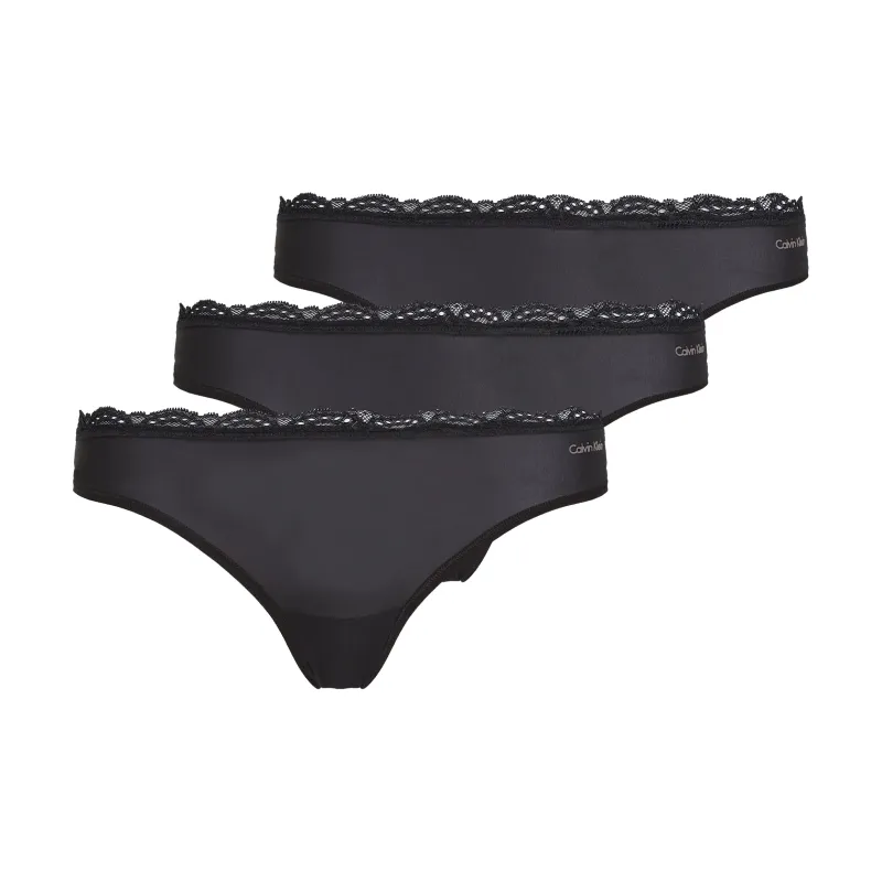 Calvin Klein MICRO STRETCH Womens Lace Thongs Black sold by House of Slippers