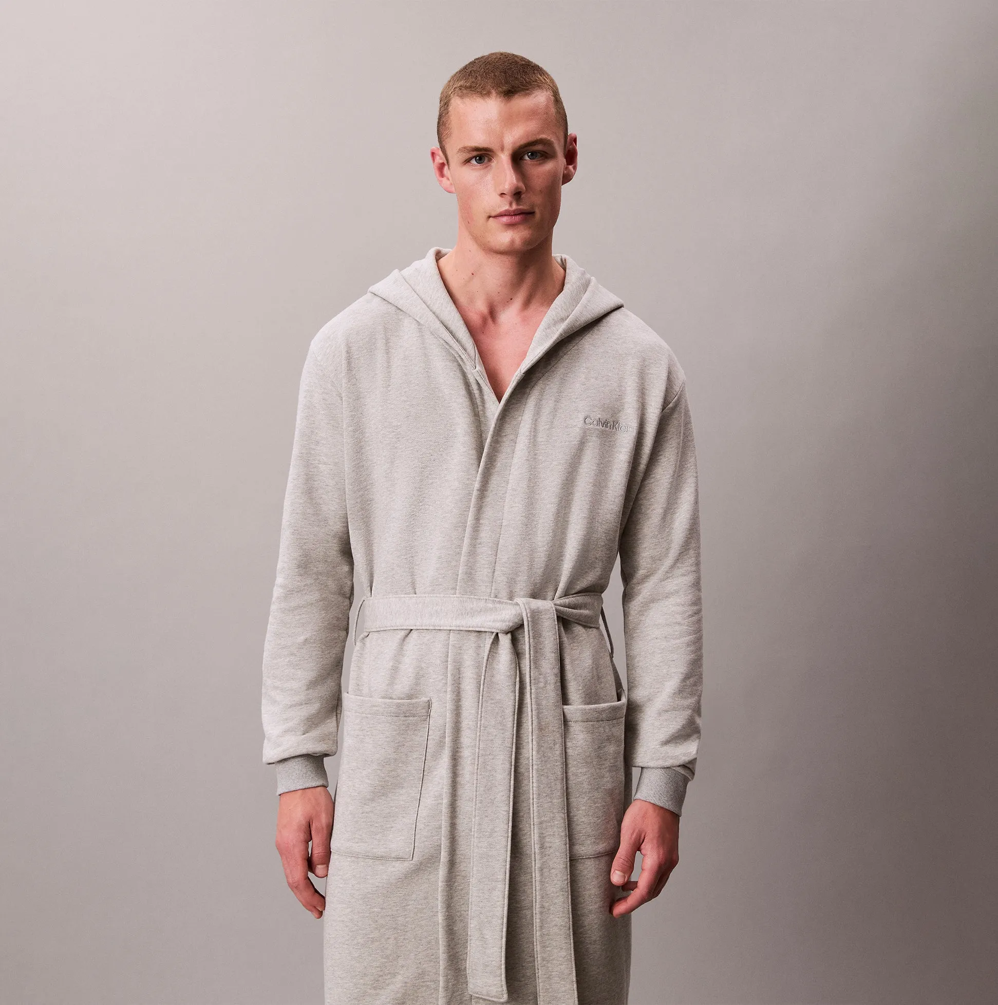 Calvin Klein HOODED ROBE Mens Bathrobes Grey Heather sold by House of Slippers product image thumbnail 2