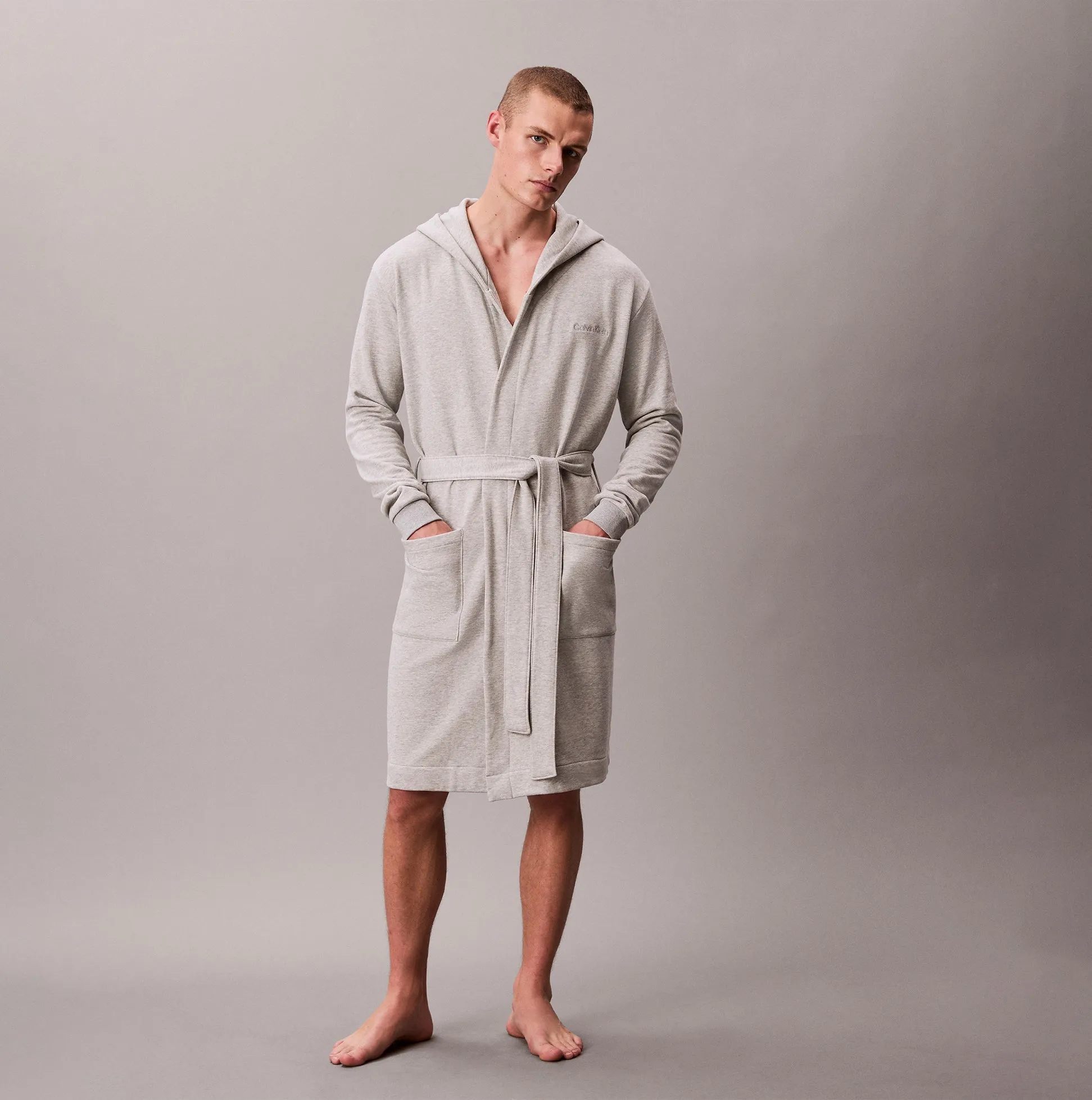 Calvin Klein HOODED ROBE Mens Bathrobes Grey Heather sold by House of Slippers product image thumbnail 4