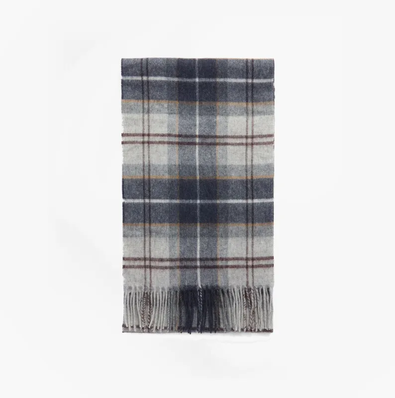 Barbour WOOL CASHMERE TARTAN Mens Winter Grey Midnight sold by House of Slippers