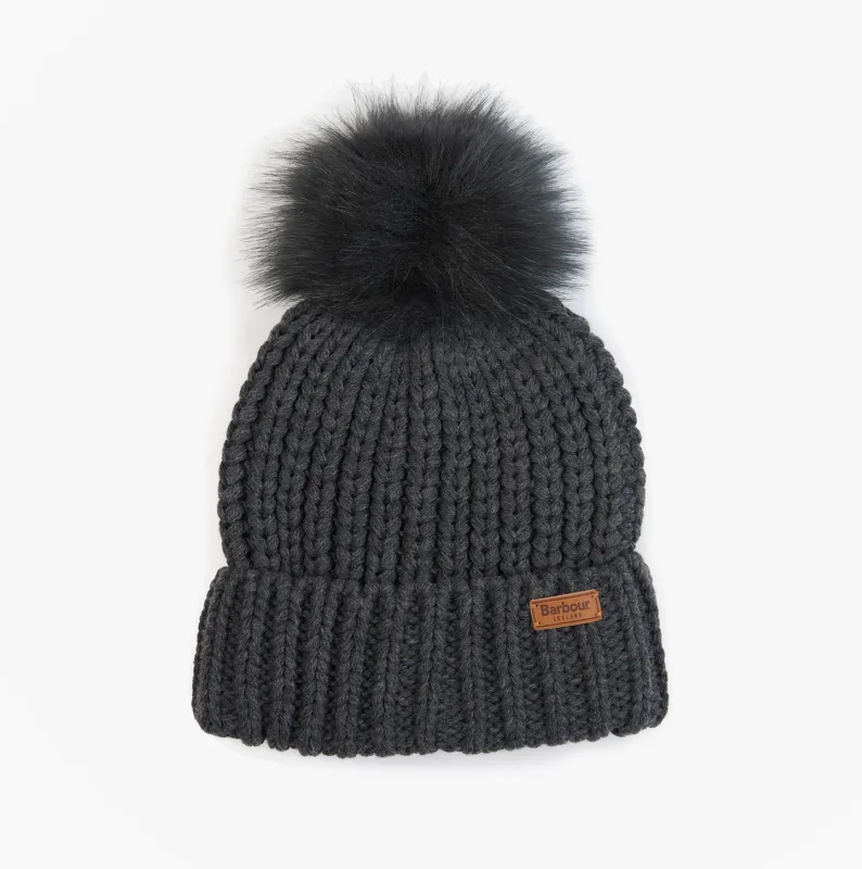 Barbour SALTBURN Womens Beanie Charcoal sold by House of Slippers