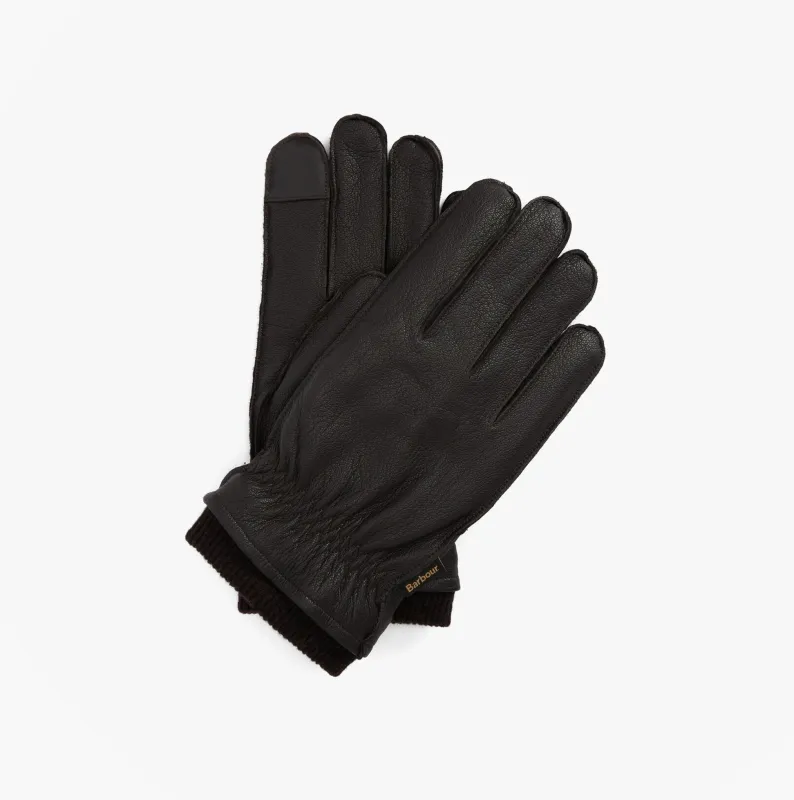 Barbour HIGHFIELD LEATHER Mens Gloves Dark Brown made by Barbour