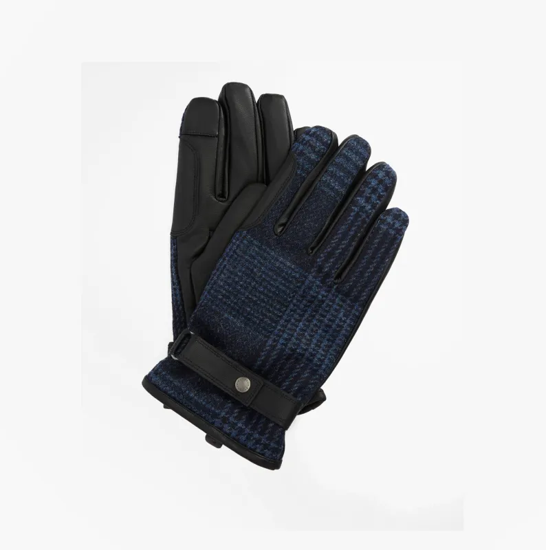 Barbour DEVERON TWEED WATERPROOF Mens Gloves Navy sold by House of Slippers