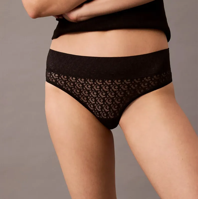 Calvin Klein BRAZILIAN Briefs Womens Icon Logo Lace Black sold by House of Slippers