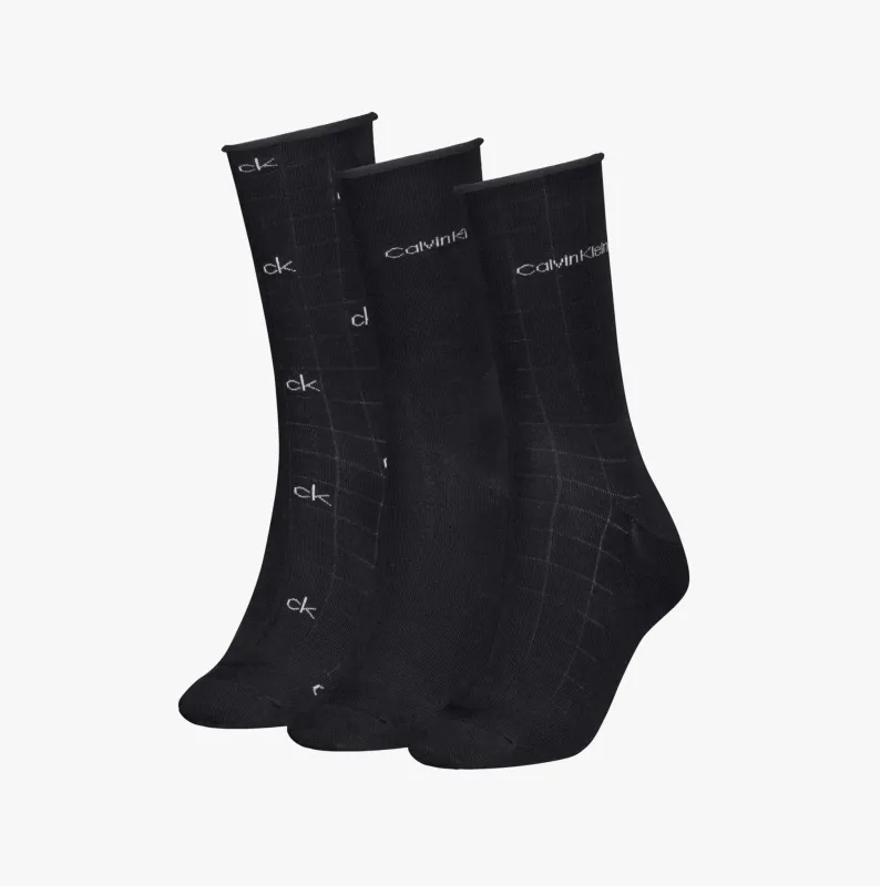 Calvin Klein 3 Pack Giftbox Grid Womens Socks Black sold by House of Slippers