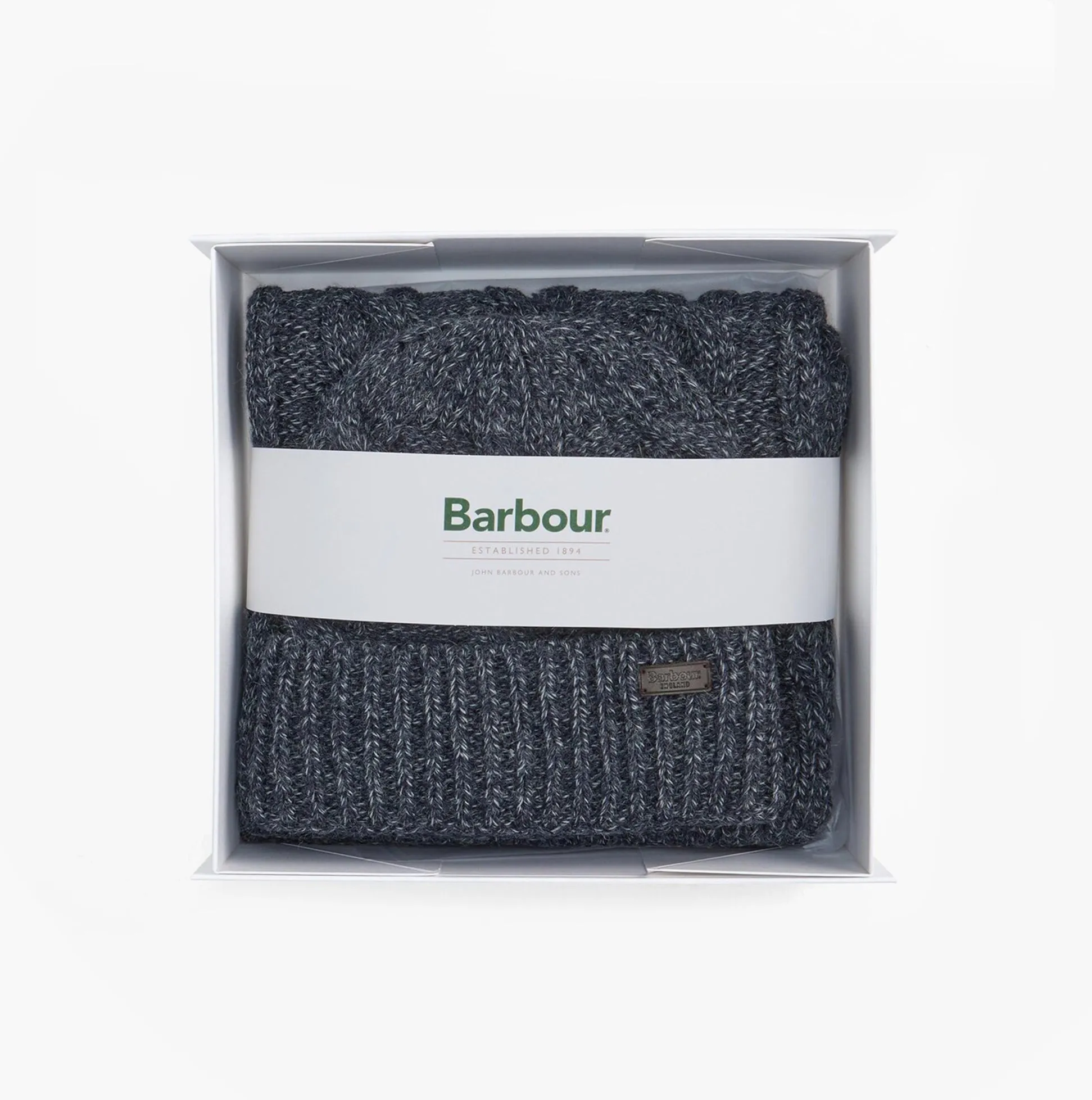 Barbour JESMOND BEANIE AND SCARF Gift Set Mens Beanie Navy sold by House of Slippers product image thumbnail 3