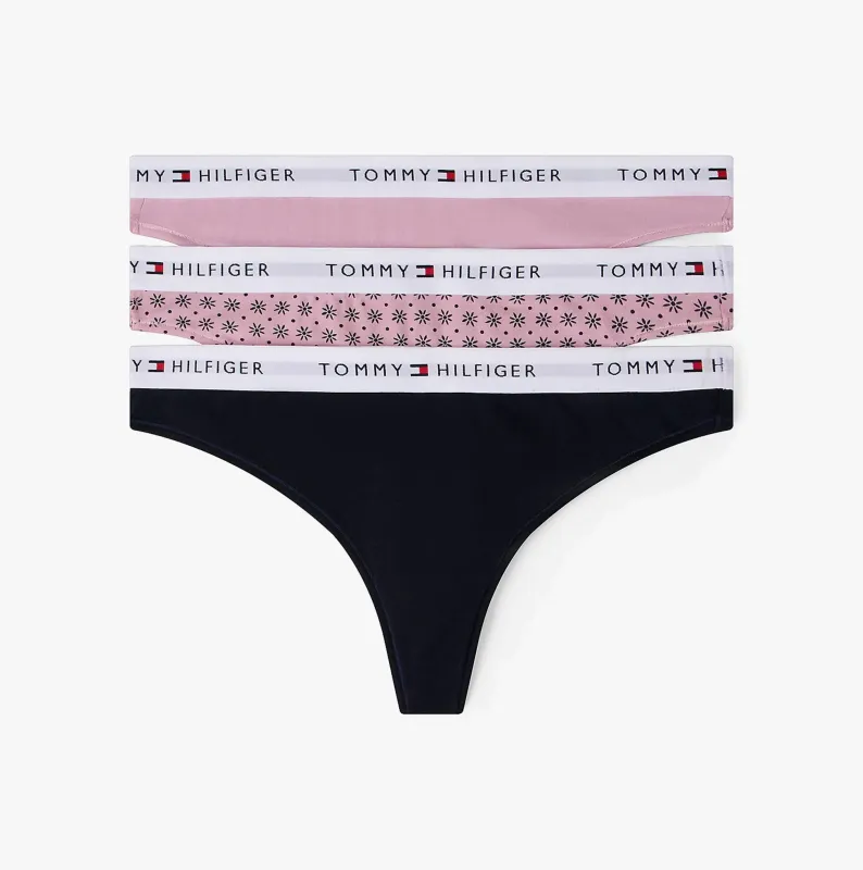 Tommy Hilfiger Womens 3 PACK THONG Multi sold by House of Slippers