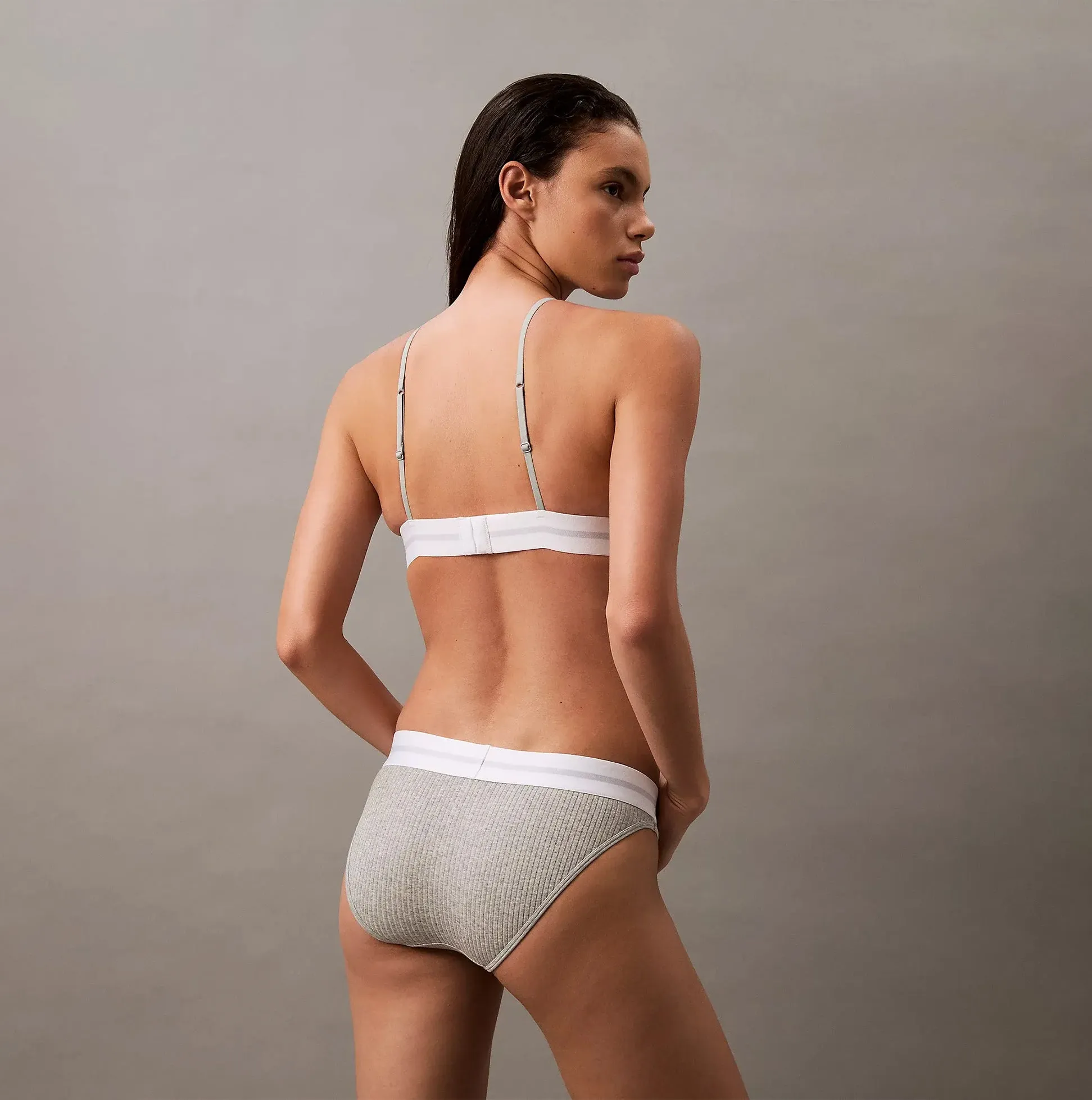 Calvin Klein BIKINI Brief Womens Cotton Modal Stretch Rib Grey sold by House of Slippers product image thumbnail 2