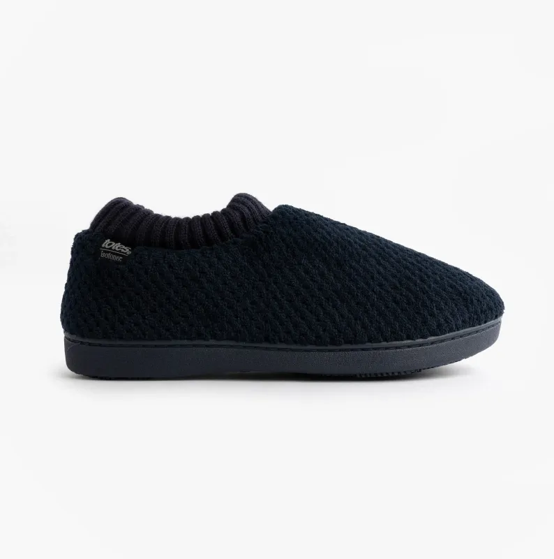 Totes Isotoner POPCORN FULL BACK BOOTIE Womens Slippers Navy made by House of Slippers