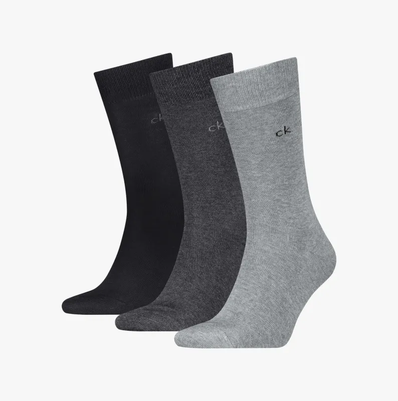 Calvin Klein 3 Pack Mens Crew Socks Grey Melange sold by House of Slippers