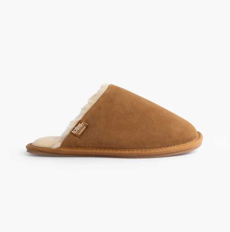 Totes Isotoner REAL SUEDE MULE Womens Slippers Tan sold by House of Slippers
