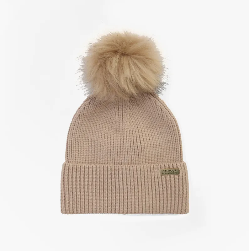 Barbour MALLORY POM Womens Beanie Oat sold by House of Slippers