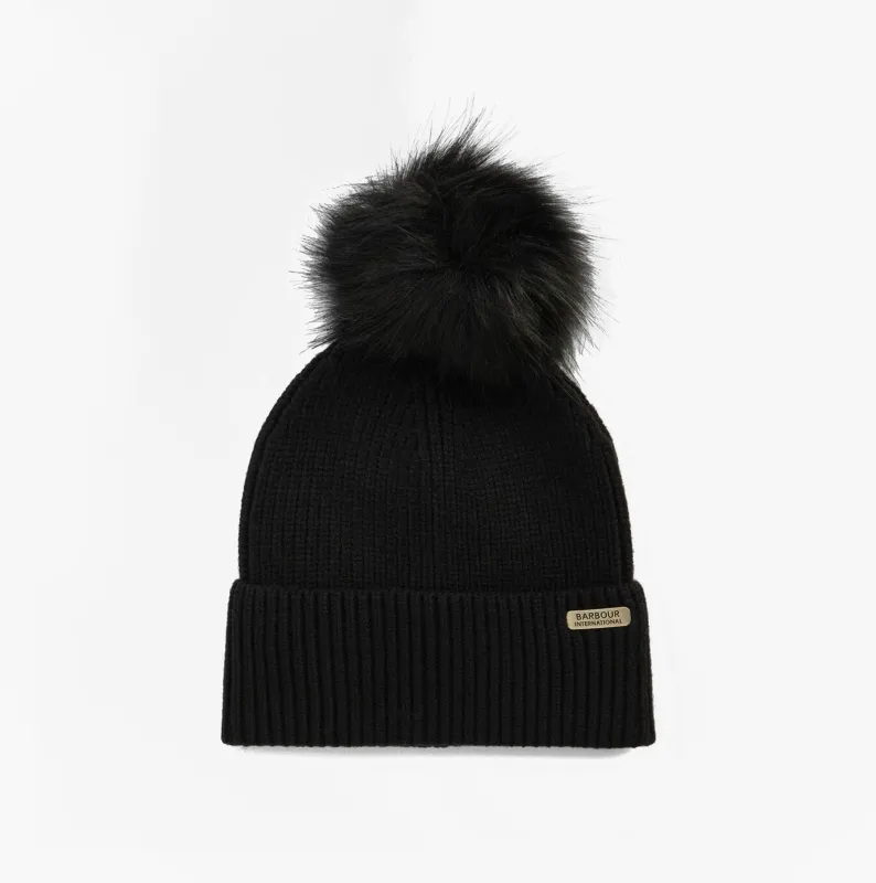 Barbour MALLORY POM Womens Beanie Black sold by House of Slippers