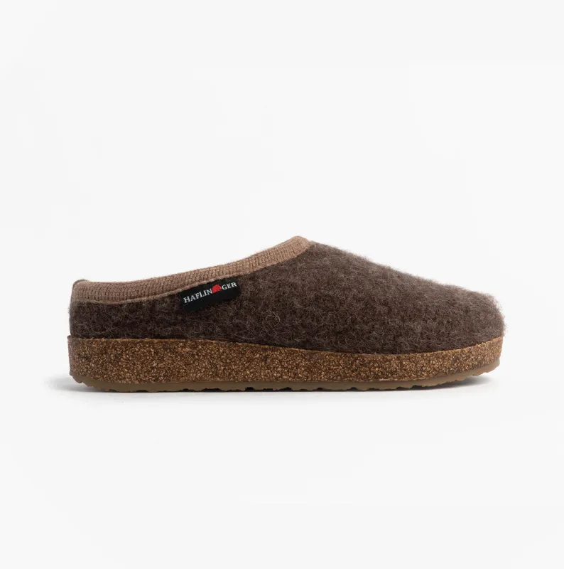 Haflinger PANDA Womens Felt Clogs Brown sold by House of Slippers